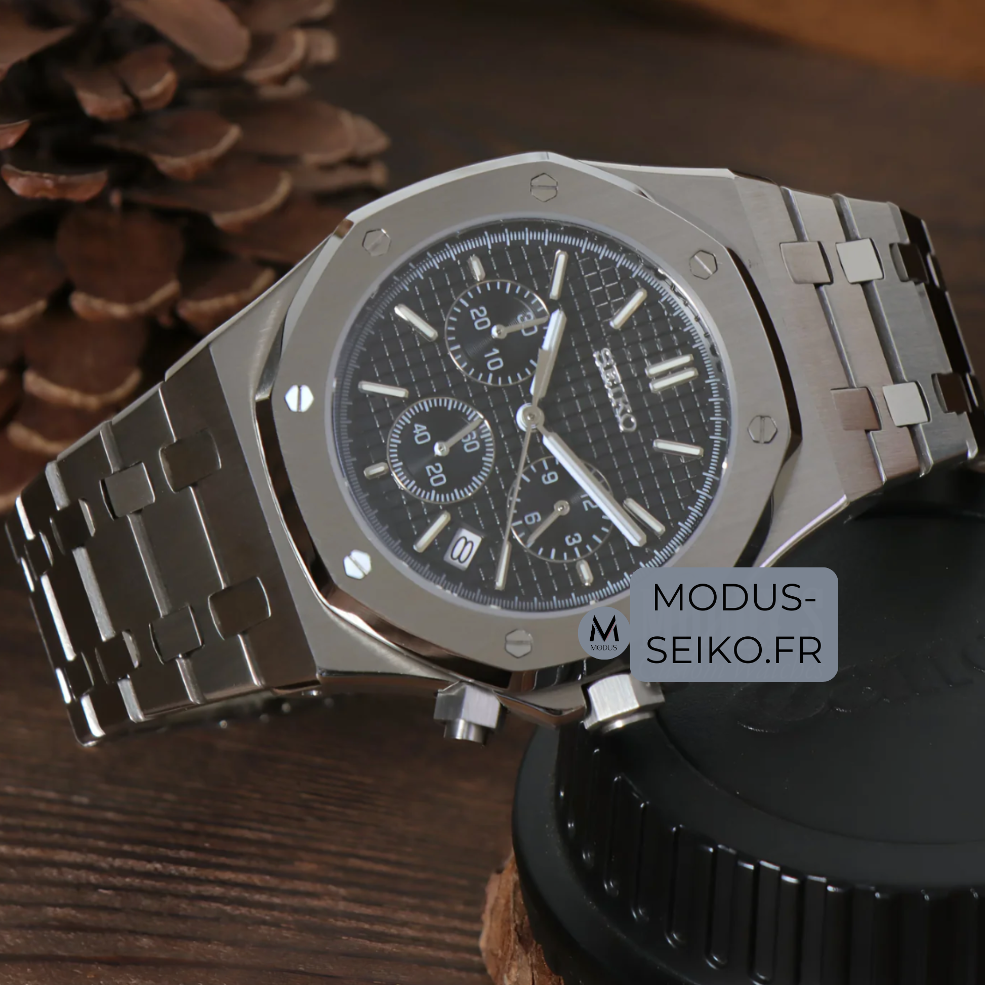 Seiko Mod Royal Oak Blue 41mm – VK63 Chronograph Watch