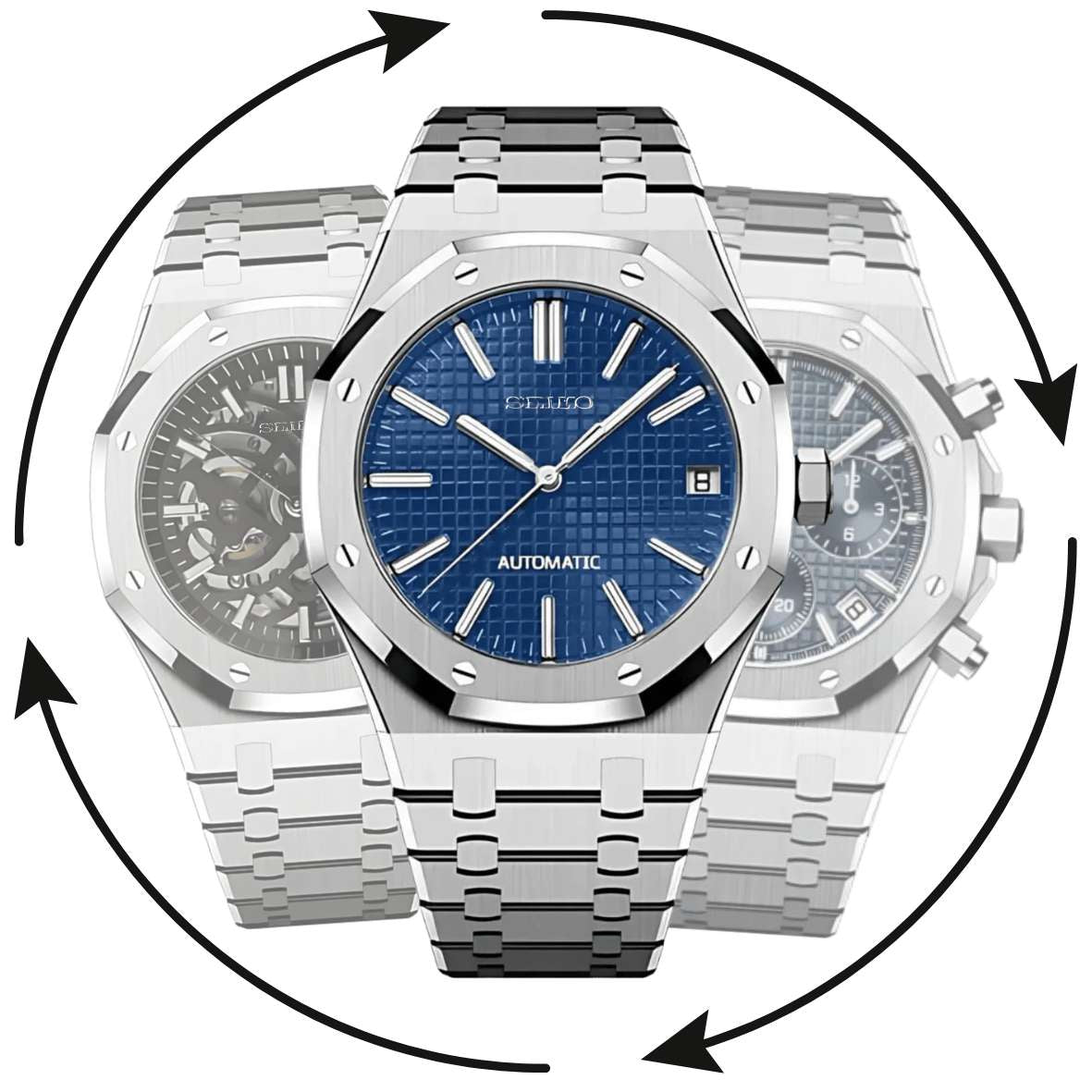 « Configurateur SEIKMOD Royal Oak personnalisable avec mouvement Seiko NH35 assemblé en France »