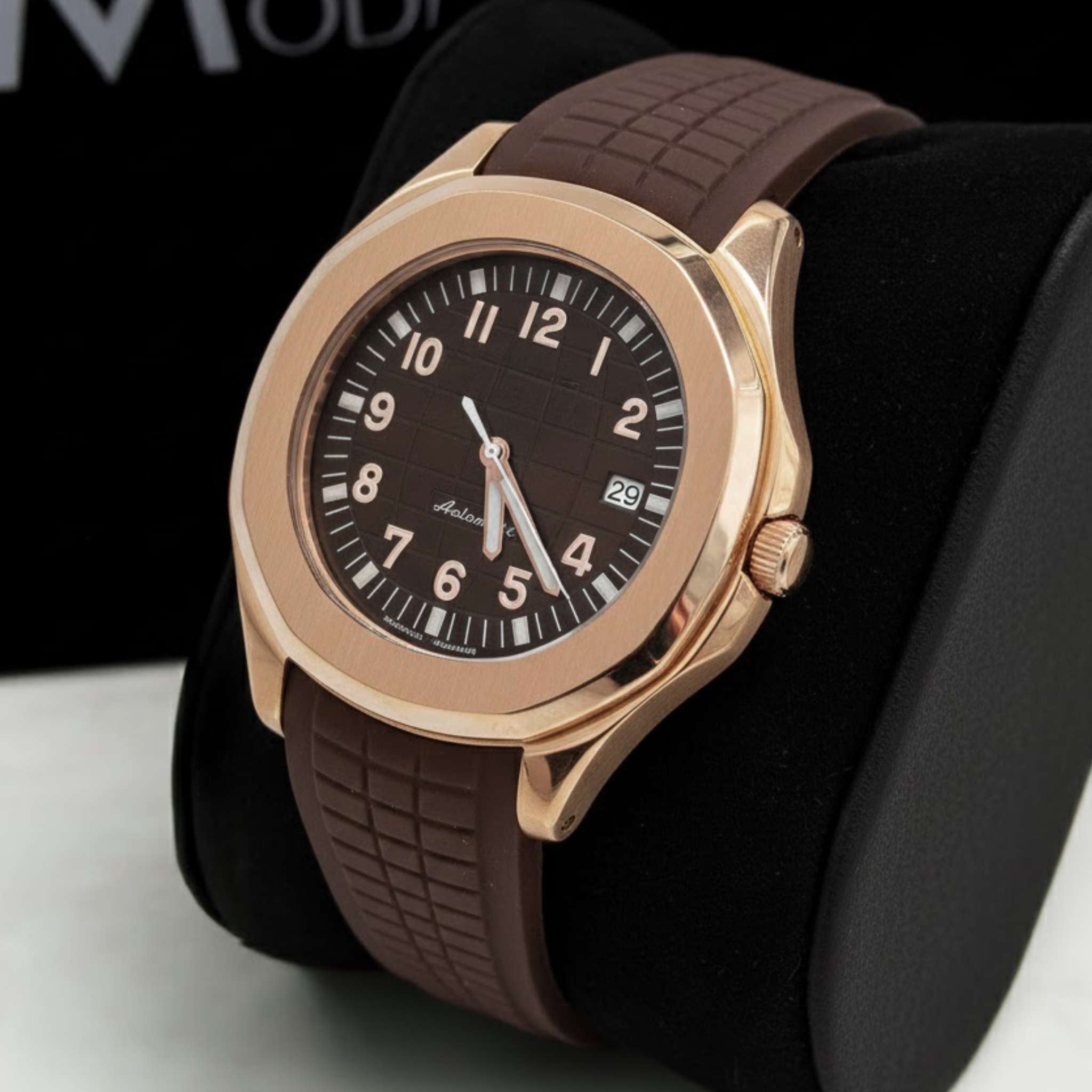 Montre SEIKMOD Aquanaut Marron Or Rose automatique NH35, assemblée à la main en France.