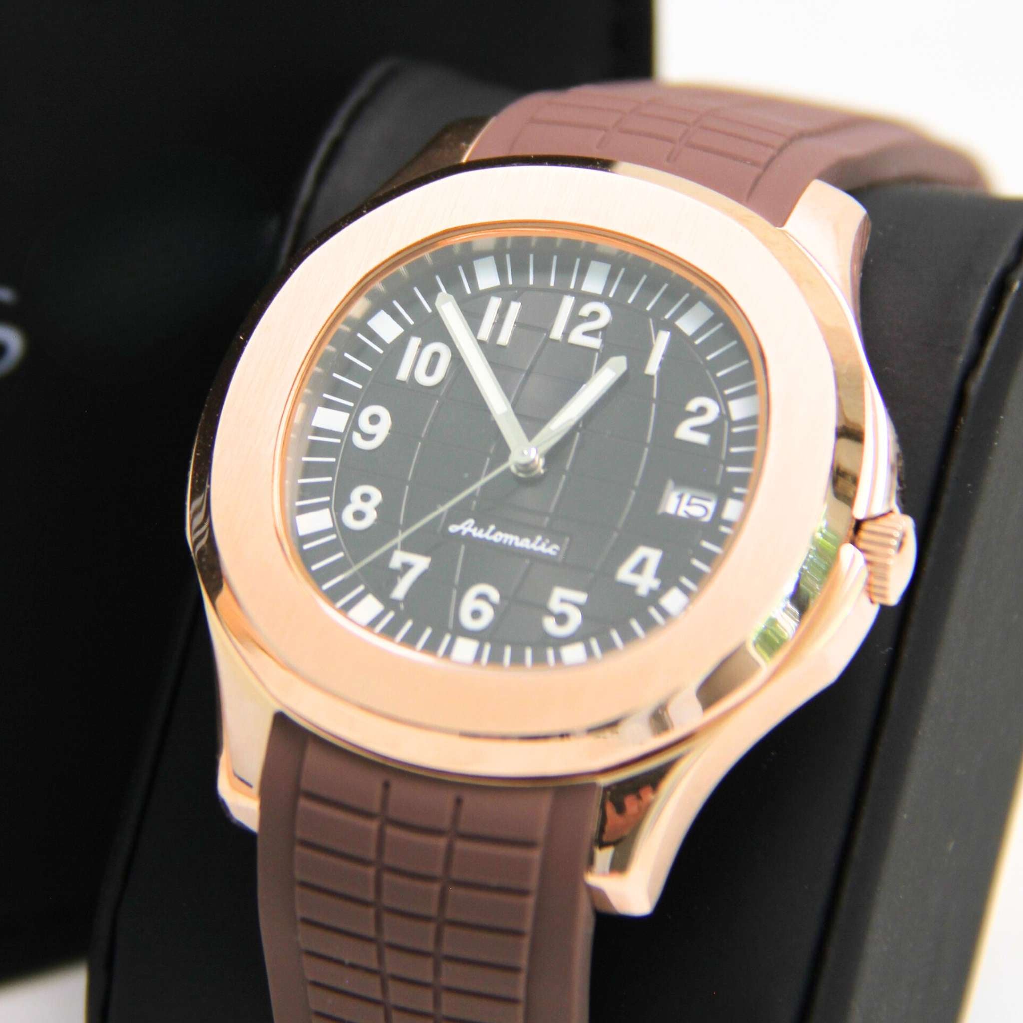 Écrin premium Aqua Marron & Or Rose | Modus Horlogerie