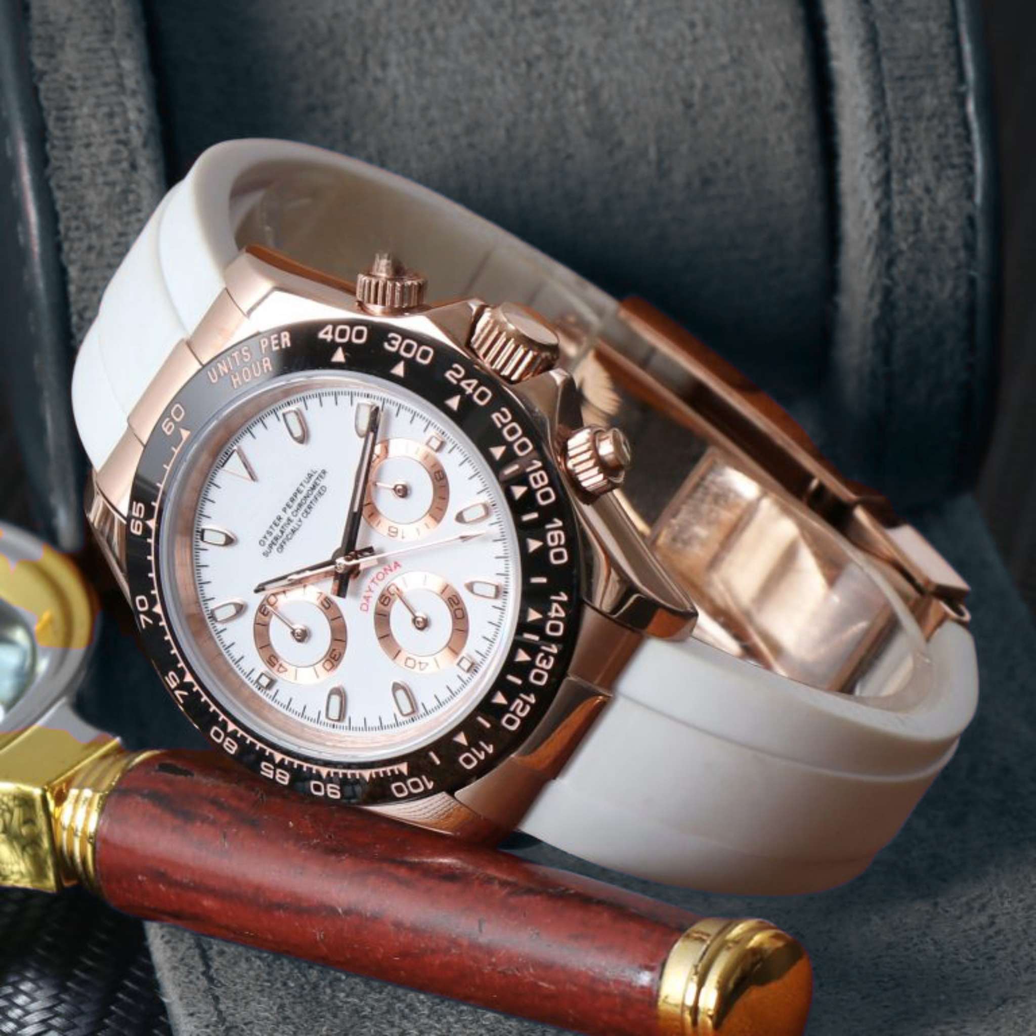 SEIKMOD DAYTONA | WHITE ROSE GOLD OYSTERFLEX