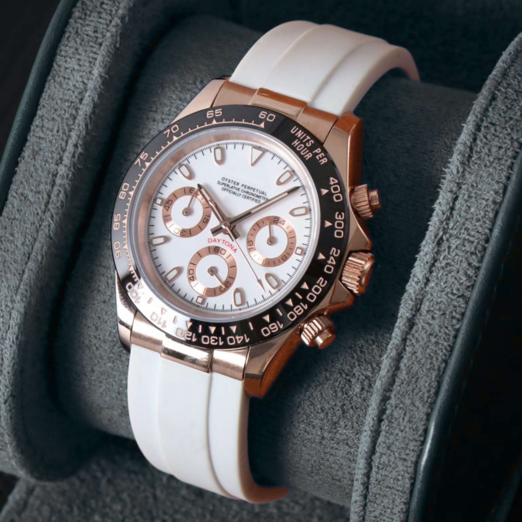 SEIKMOD DAYTONA | WHITE ROSE GOLD OYSTERFLEX