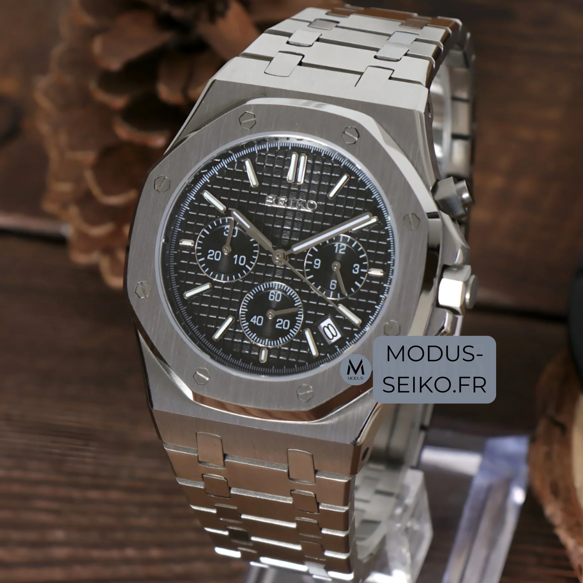 Seiko Mod Royal Oak Blue 41mm – VK63 Chronograph Watch