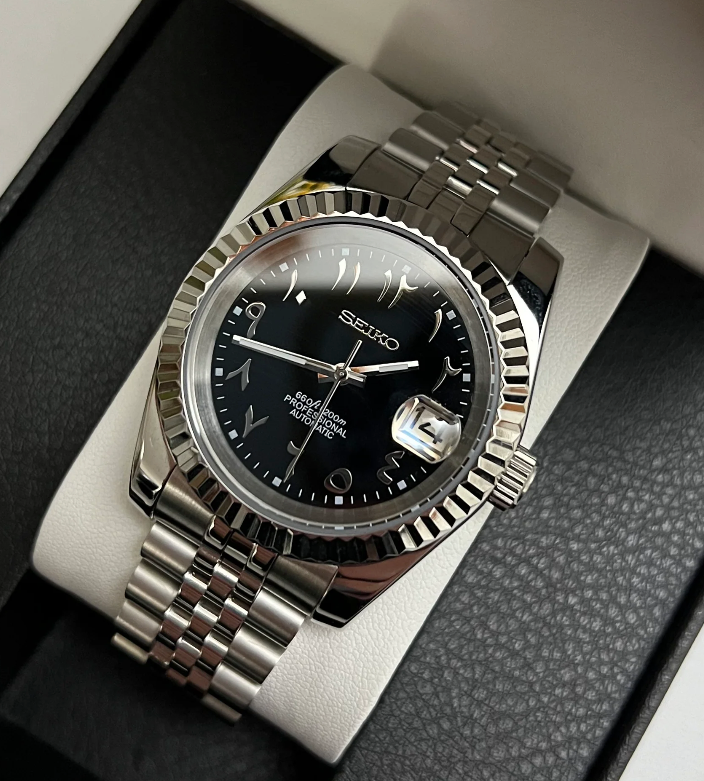 Seiko Mod Datejust Arabic Black 36/40mm