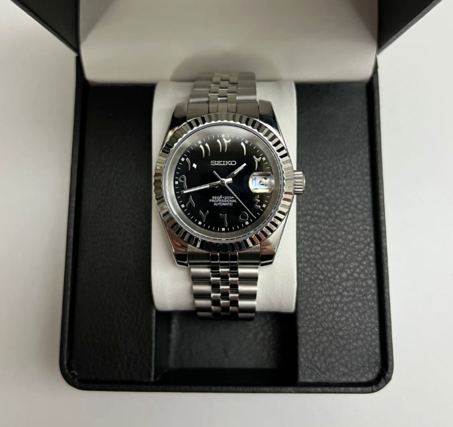 Seiko Mod Datejust Arabic Black 36/40mm