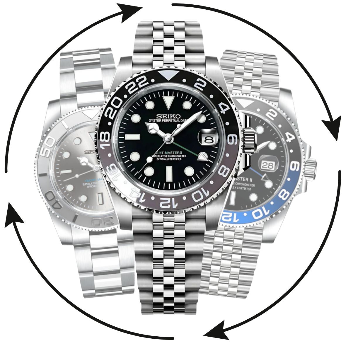 Configurateur GMTEIKO – Montre personnalisée, mouvement automatique NH34, assemblée à la main en France, livraison rapide, garantie 3 ans.