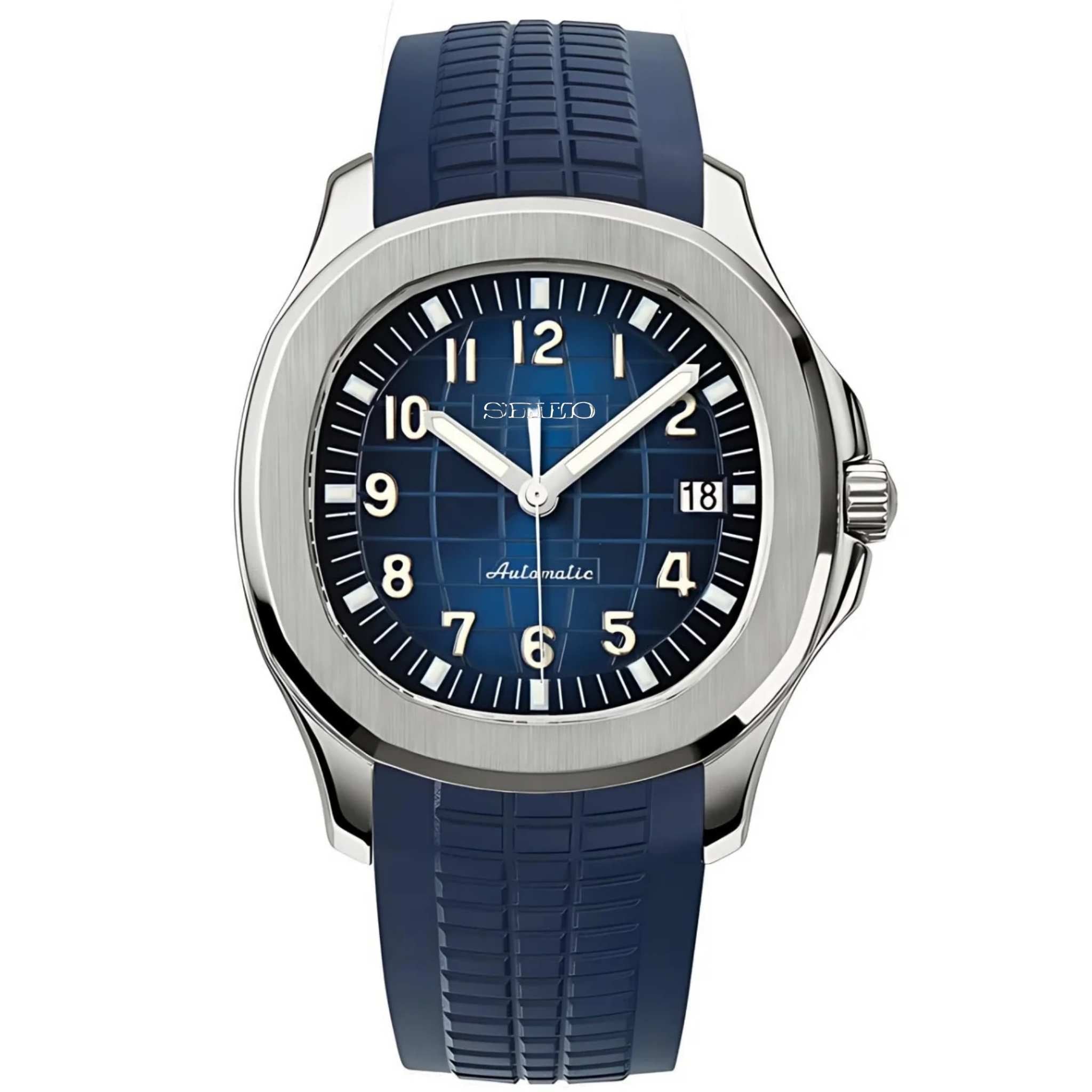 Montre SEIKMOD Aquanaut Bleu automatique NH35, assemblée à la main en France.