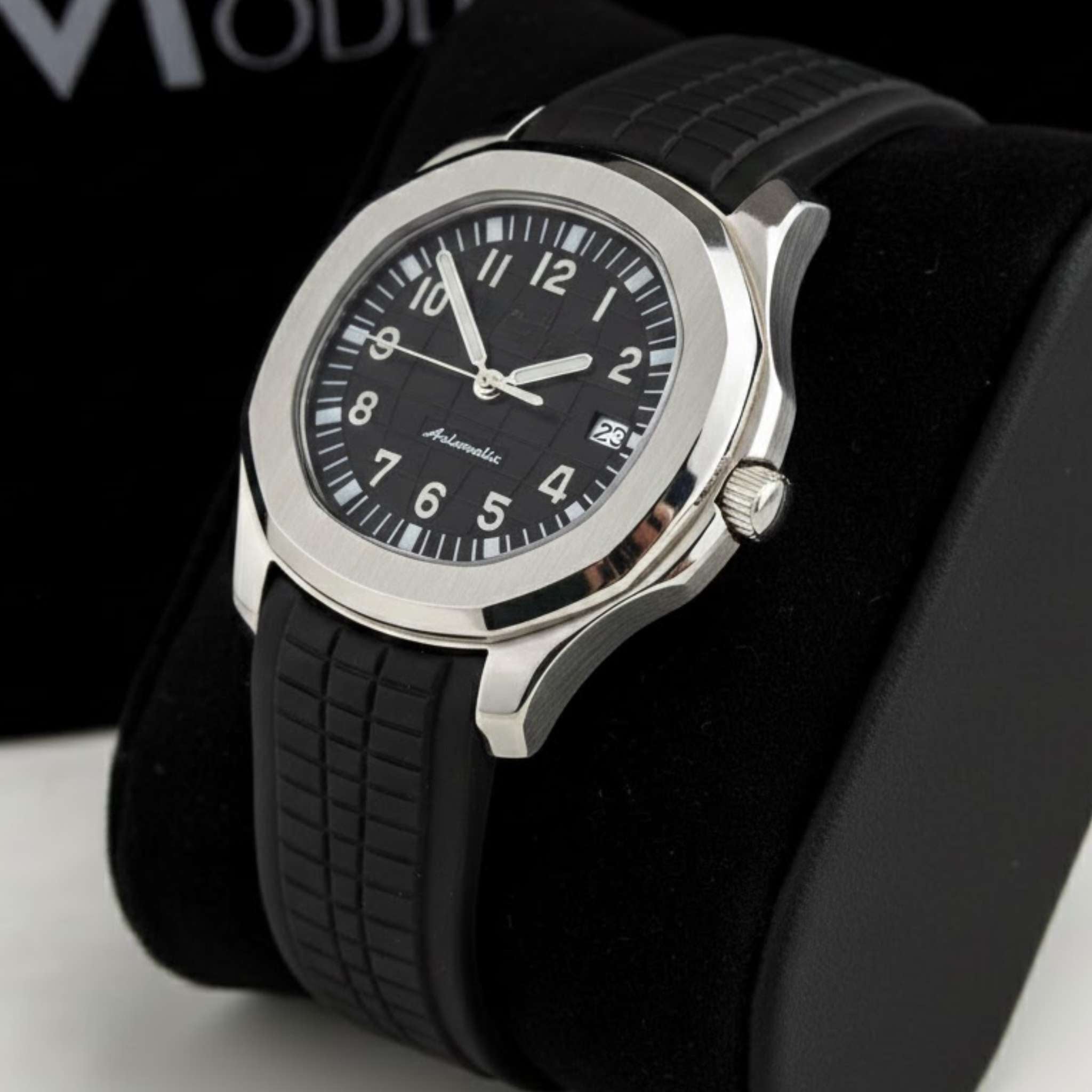 Montre SEIKMOD Aquanaut Noir automatique NH35, assemblée à la main en France.