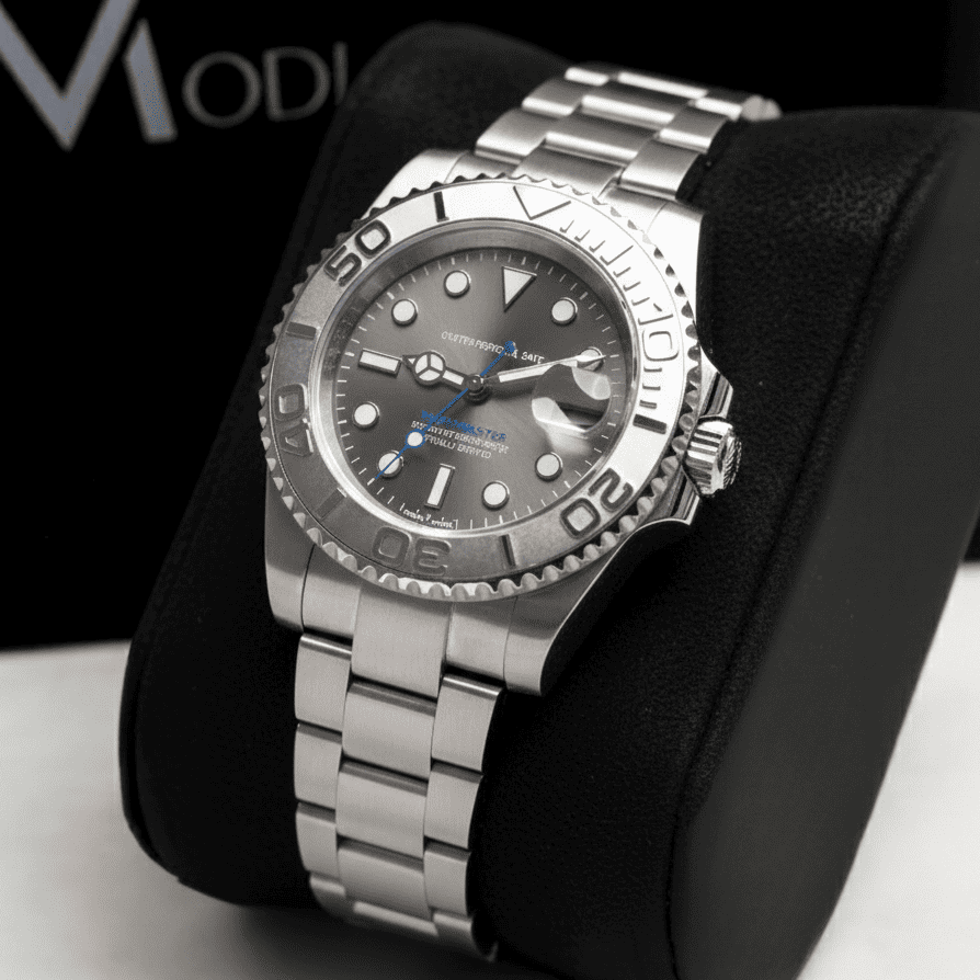 Montre SEIKMOD Yacht-Master Bleu Gris automatique NH35, assemblée à la main en France.
