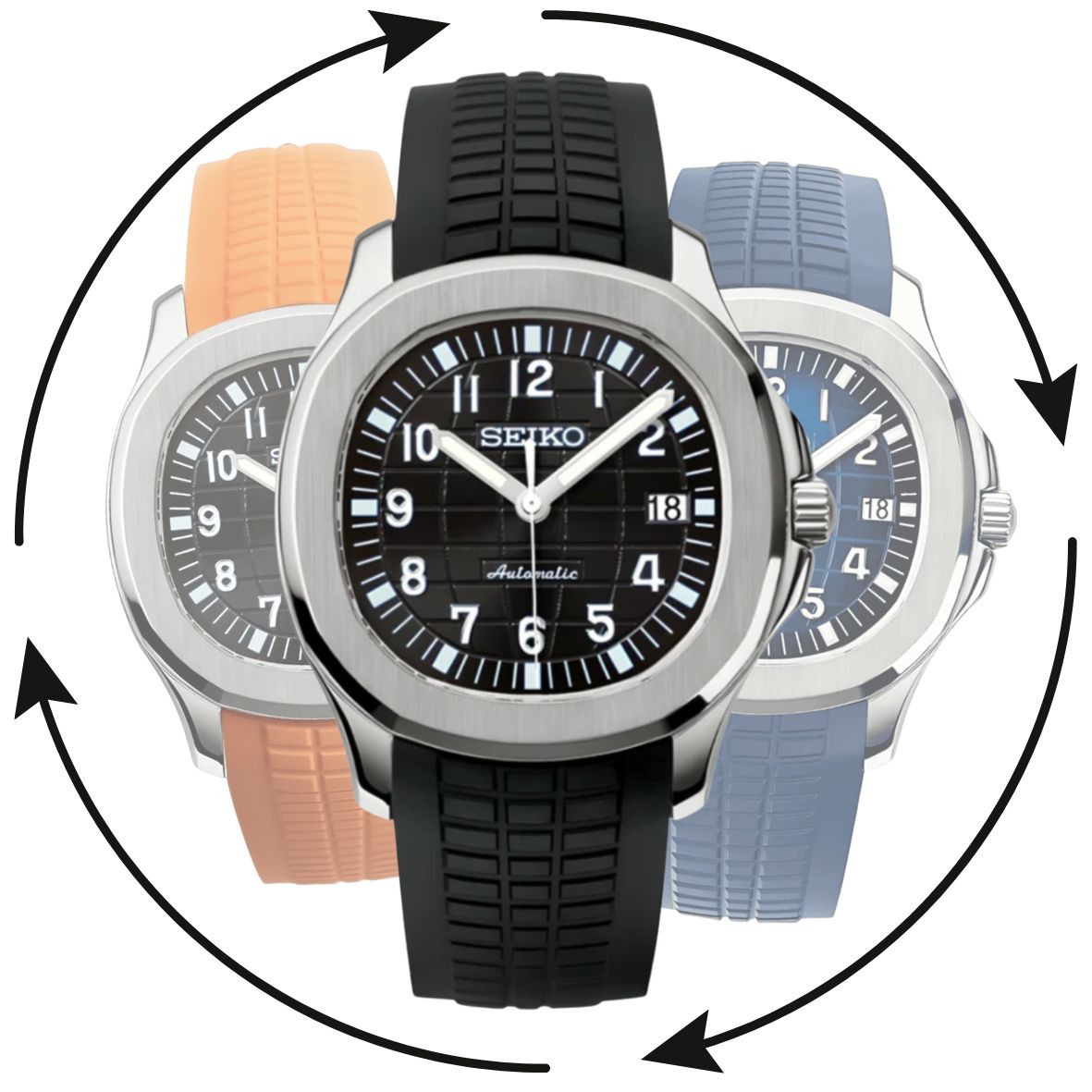 Montre personnalisable Modus Seiko au design Aquanaut – boîtier sportif en acier, mouvement automatique Seiko, made in France.