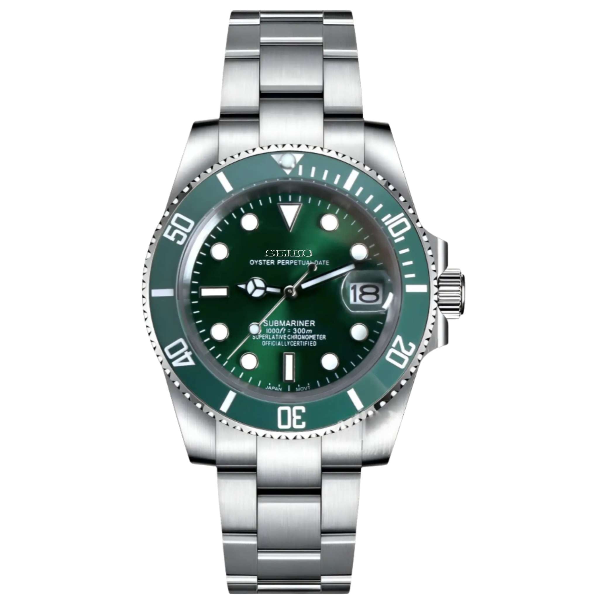 Montre Seiko Mod Submariner Hulk cadran vert automatique assemblée en France