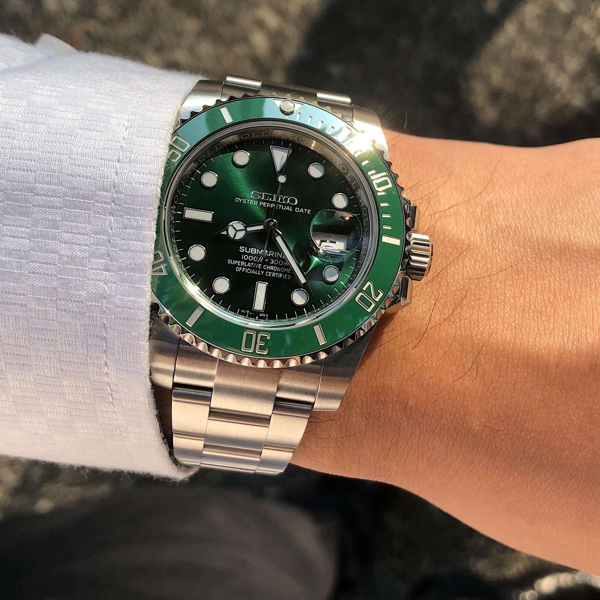 Montre Seiko Mod Submariner Hulk cadran vert automatique assemblée en France