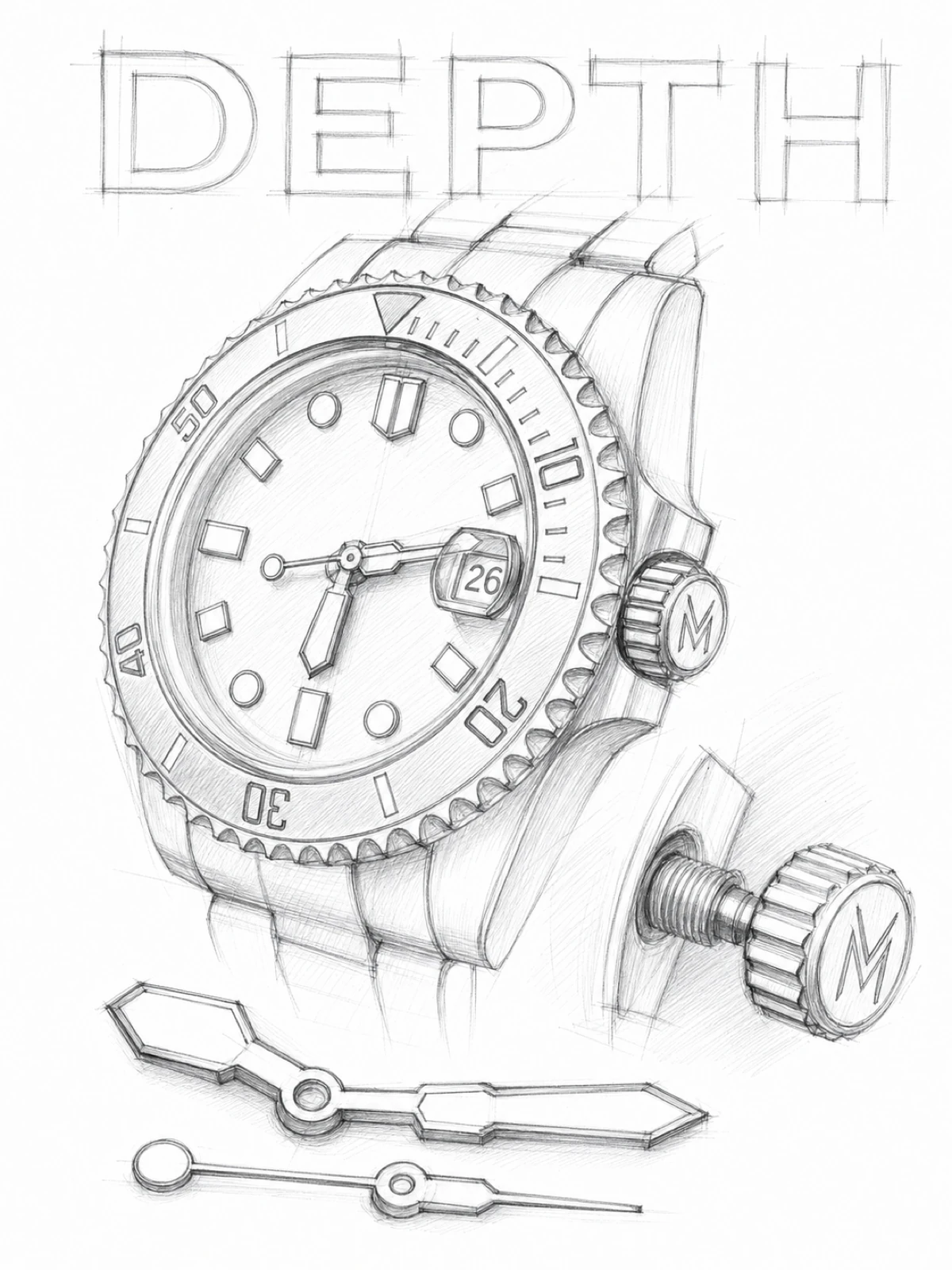 Esquisse DEPTH · Plongeuse automatique · Bicolore bleu