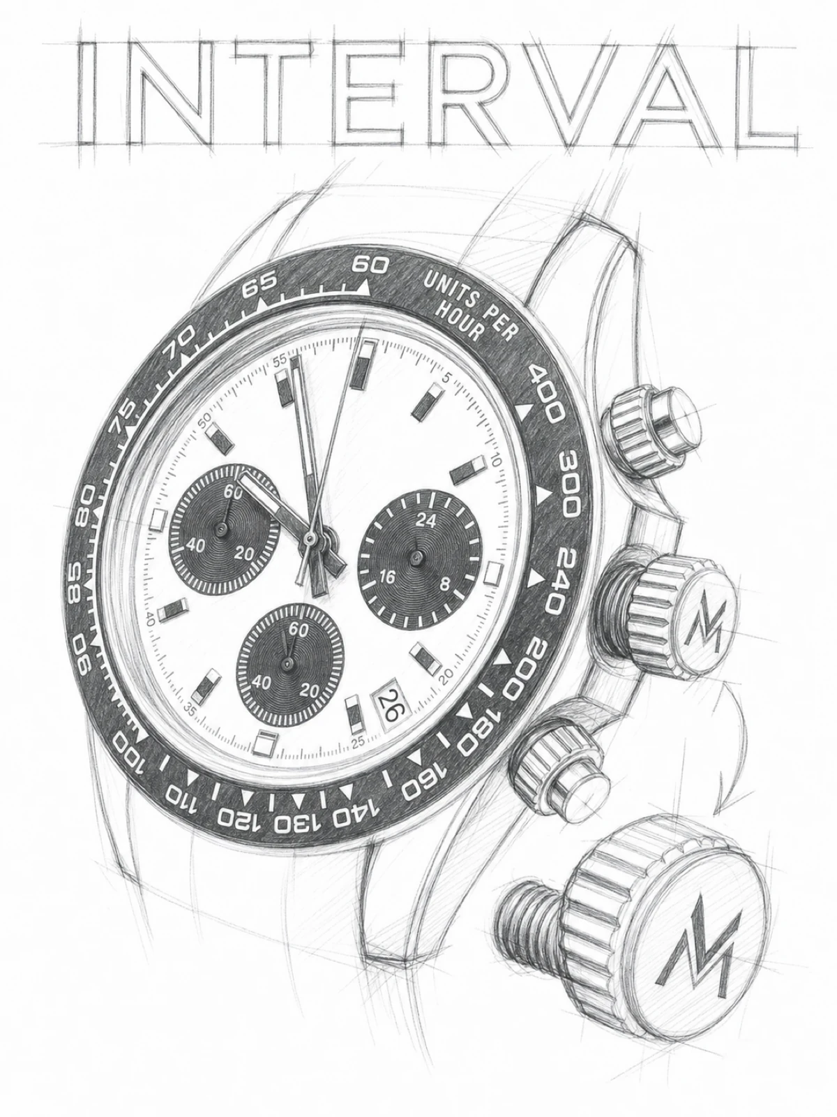 Esquisse INTERVAL · Chronographe · Or rose & champagne