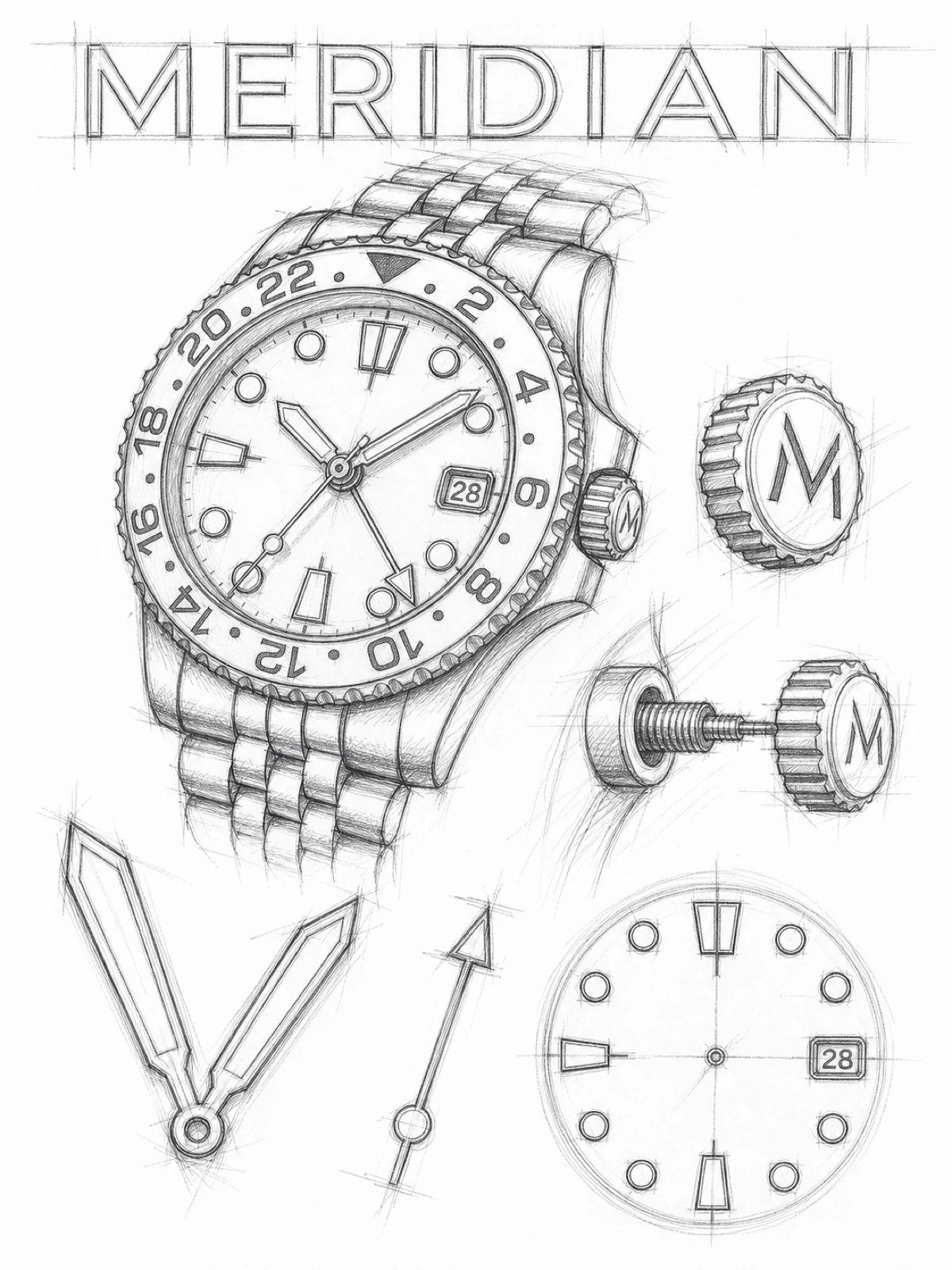 Esquisse MERIDIAN · GMT automatique · Lunette verte