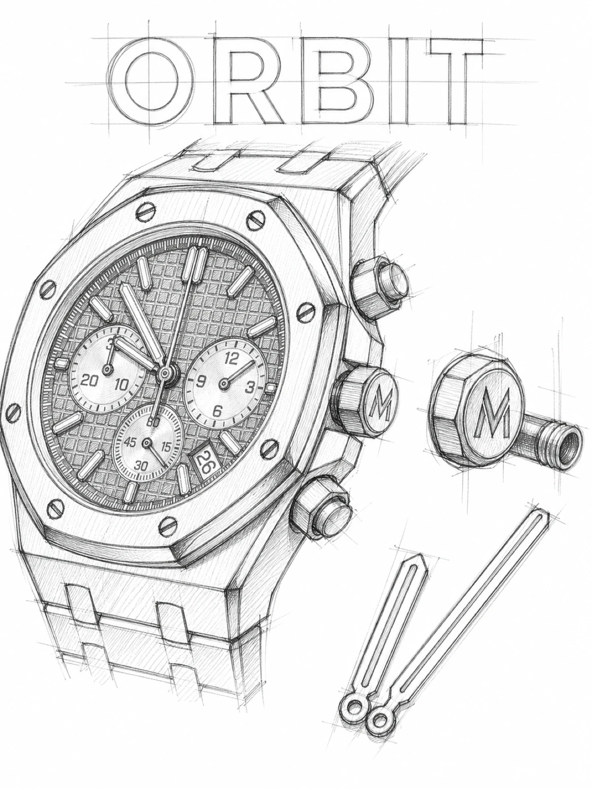 Esquisse ORBIT · Squelette automatique · Acier